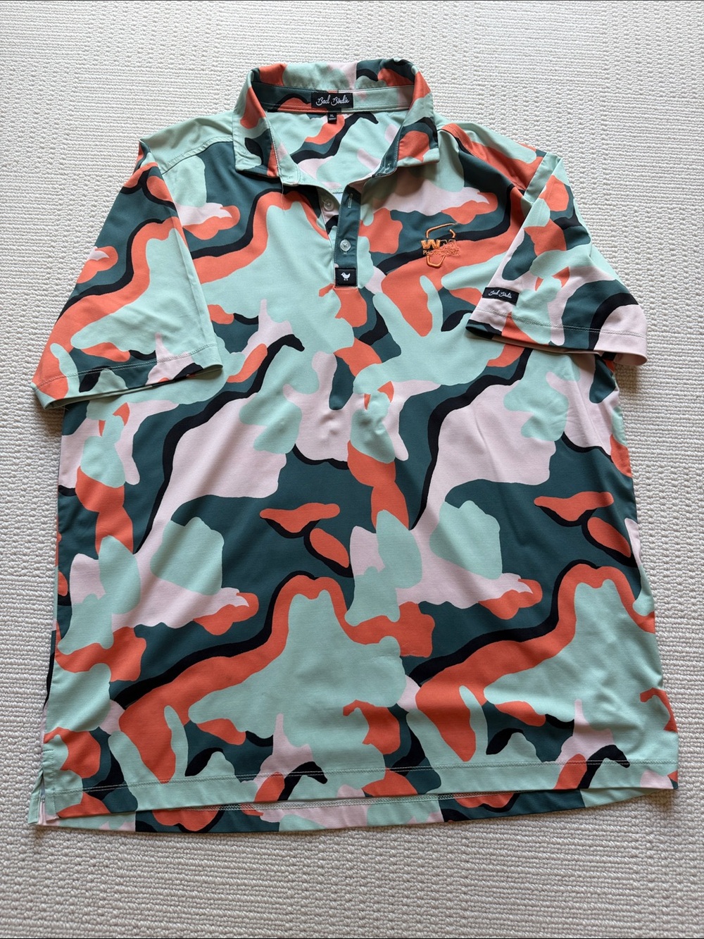 Bad Birdie Waste Mgt Phx Open Mens XL SS Golf Polo in Camo Pattern
